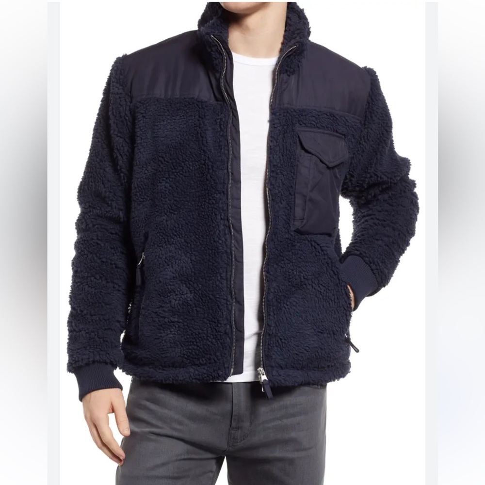 New Alex Mill fleece lined Sherpa field jacket in navy blue sz XL